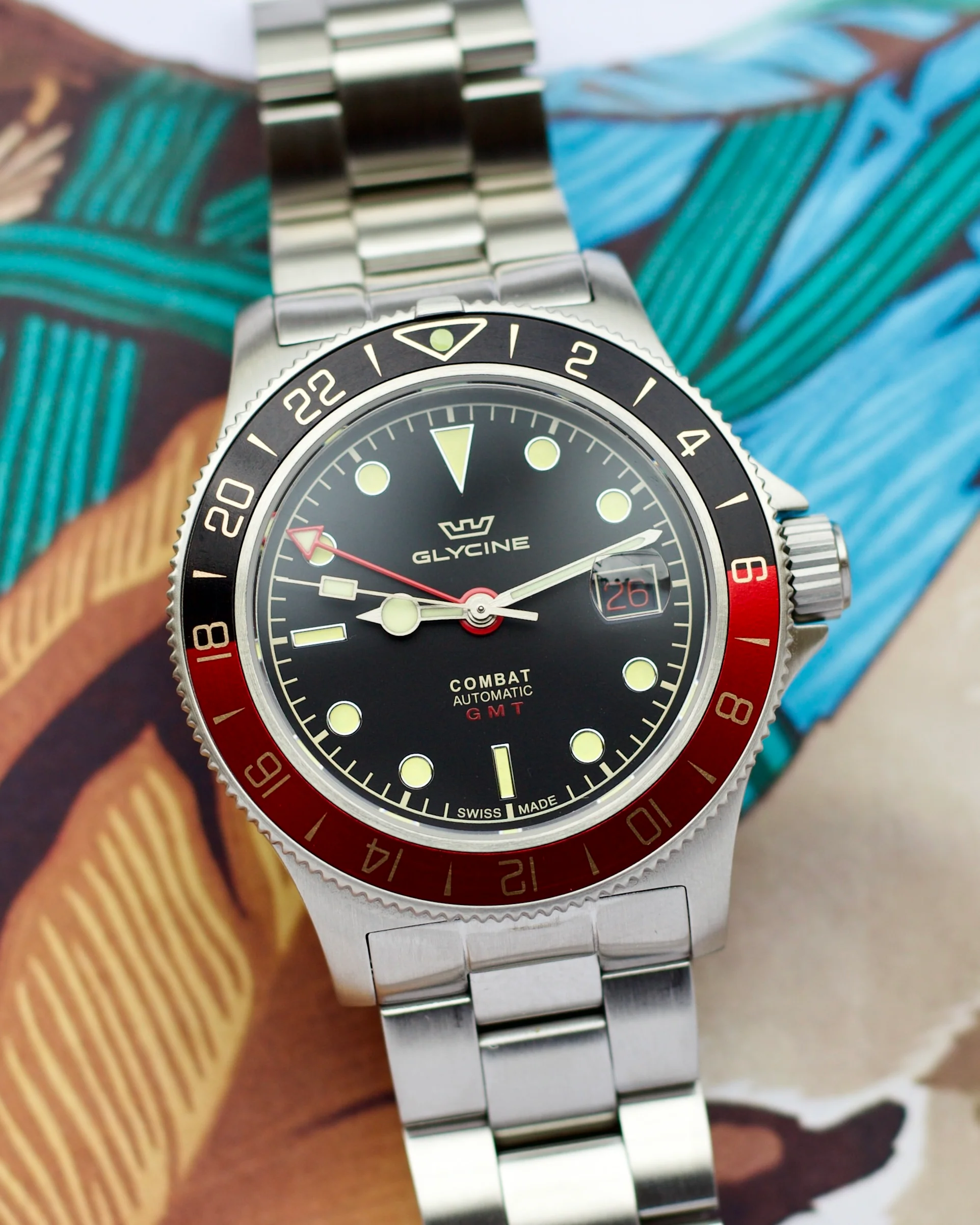 2024 Glycine Combat SUB 42 Sports GMT Black/Red GL0380 42mm