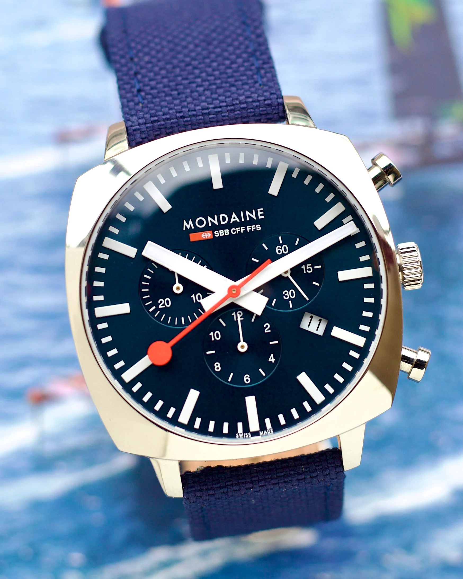 2024 Mondaine Cushion Ocean Blue MSL.41440.LD.SET 41mm