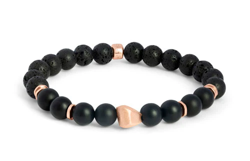TATEOSSIAN Black and Rose Gold Sterling Silver Nugget Bracelet BR2864 L