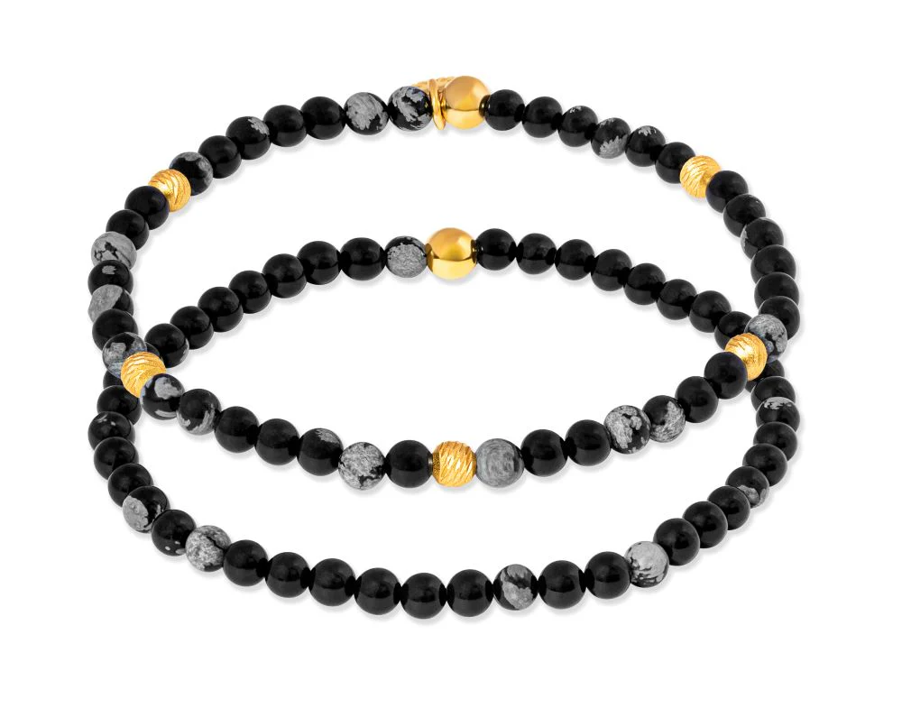 Black Sterling Silver Graffiato Sennit Duo Bracelet