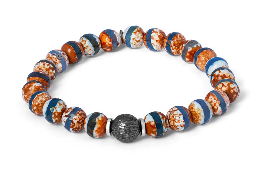 TATEOSSIAN  Blue Ruthenium Plated Silver Lhasa Graffiato Bracelet BR3158 L
