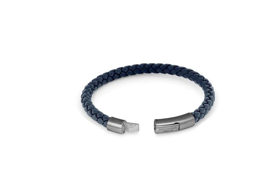 TATEOSSIAN Charles bracelet in Italian navy leather with sterling silver BR7261 L - Image 2