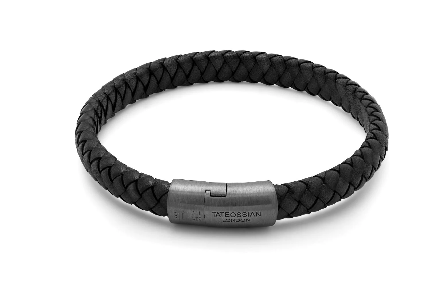 Cobra Sontuoso bracelet in Italian black leather with black rhodium plated sterling silver