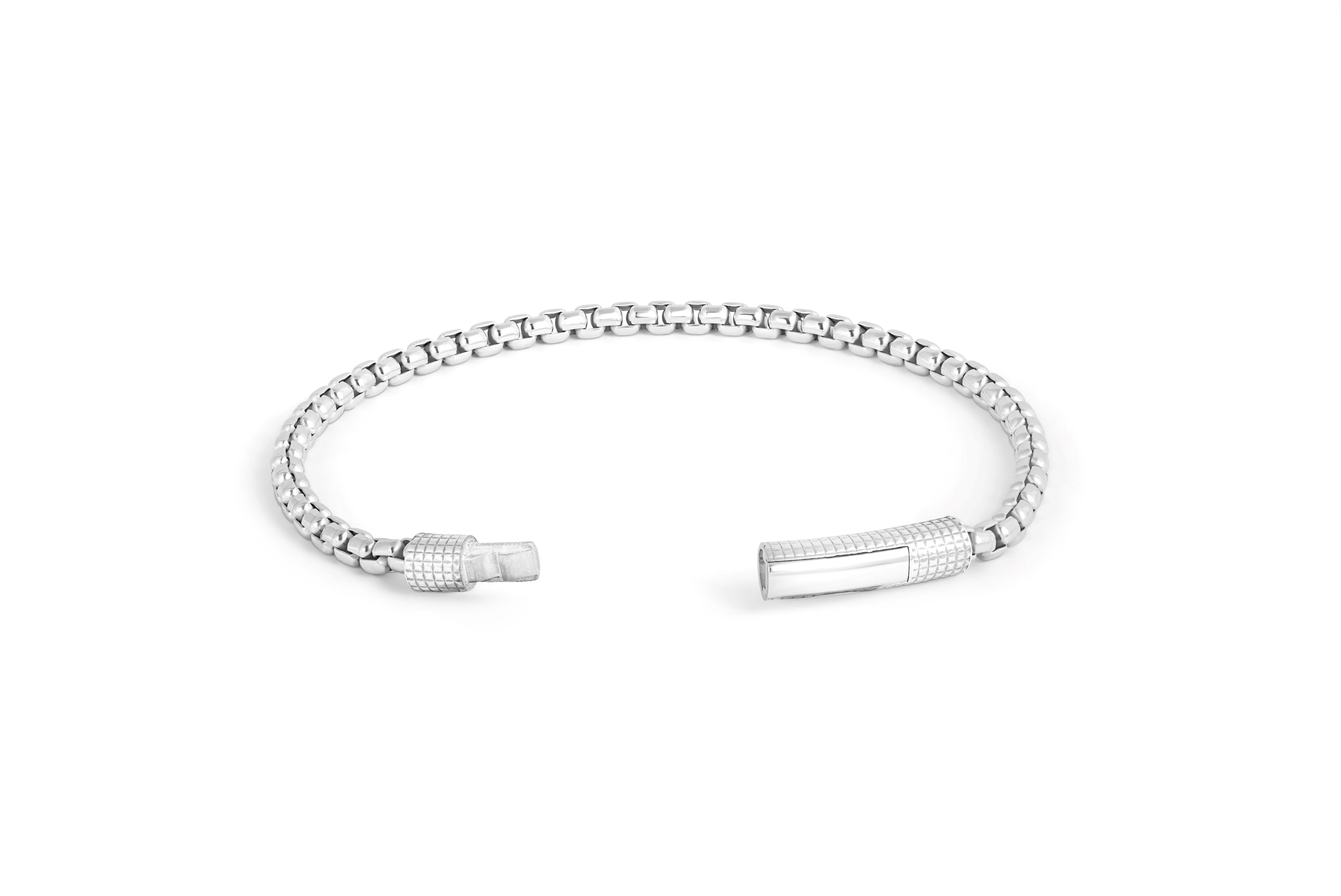 TATEOSSIAN Giza Click Box Chain Bracelet in Rhodium Silver - 4mm BR3880 M - Image 2