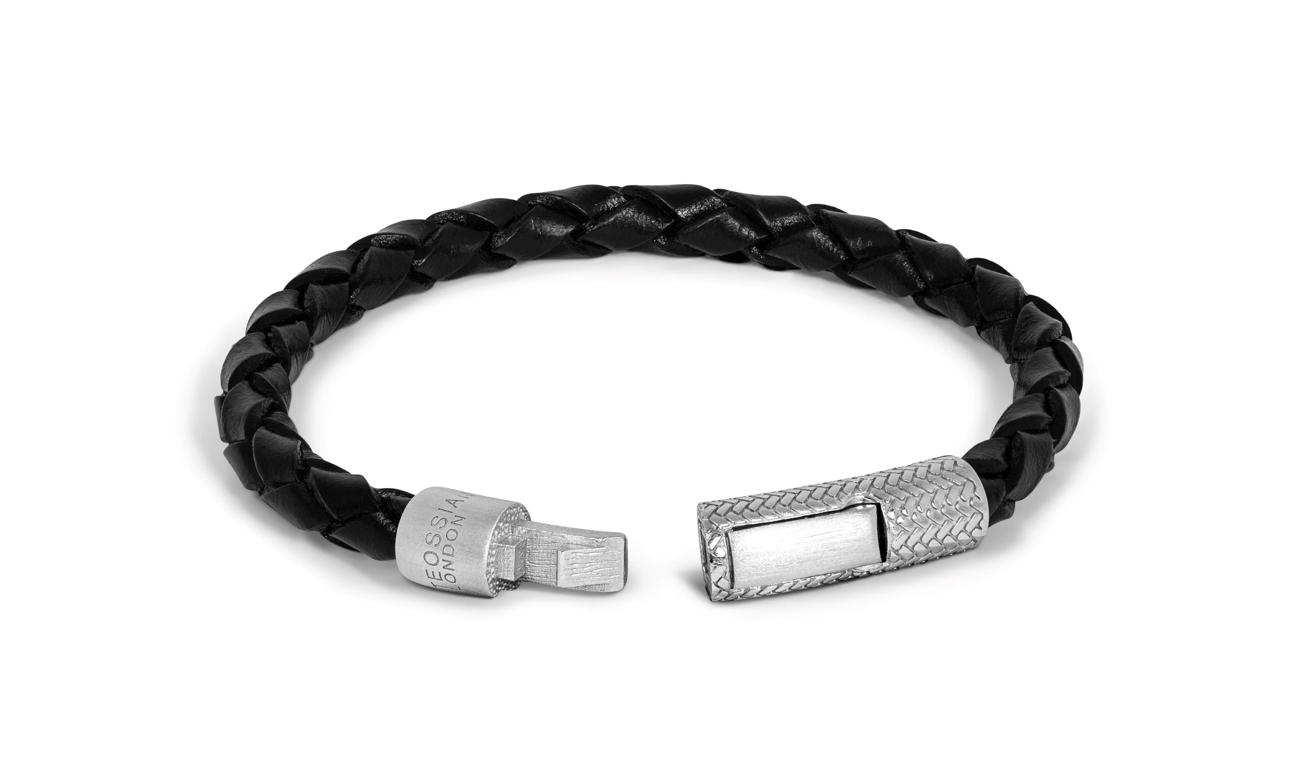 TATEOSSSIAN Herringbone Click Pelle Bracelet In Black Leather With Rhodium Plated Silver BR3537 M - Image 2