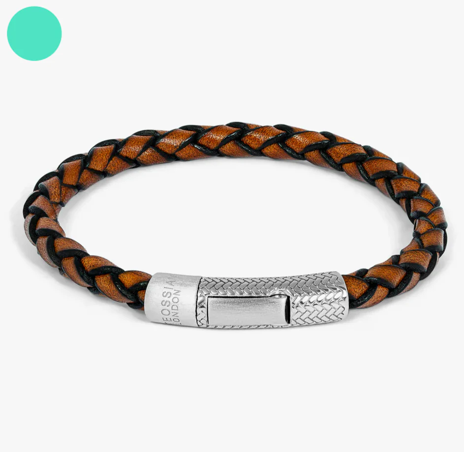Herringbone Click Pelle Bracelet In Brown Leather With Rhodium Plated Silver BR3540