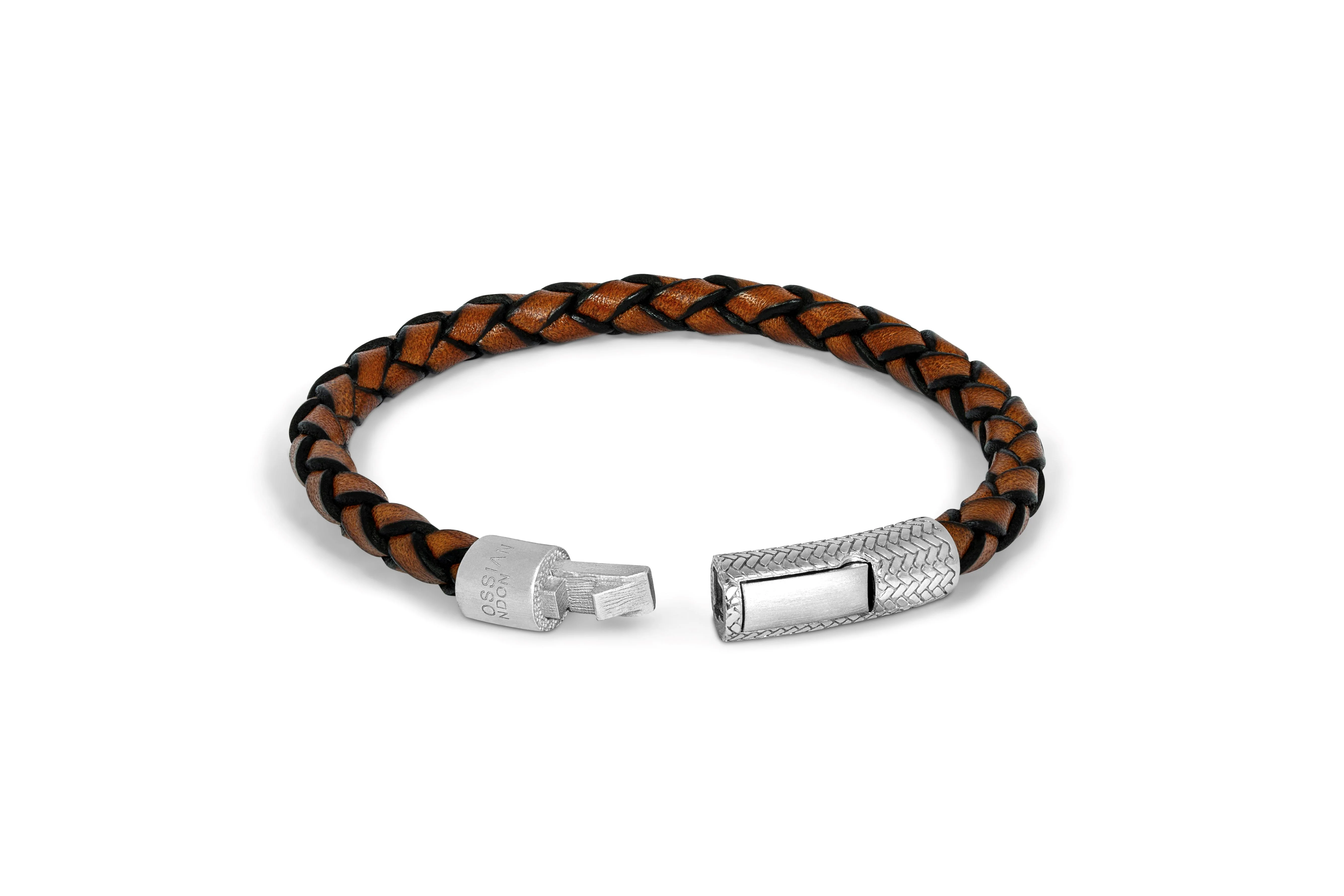 Herringbone Click Pelle Bracelet In Brown Leather With Rhodium Plated Silver BR3540 - Image 2