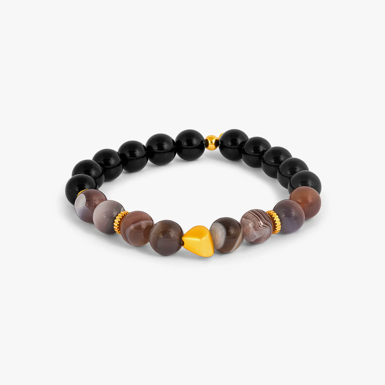 TATEOSSIAN Maxi Nugget Beaded Bracelet in Yellow Gold Plated Silver with Multicolour Botswana Agate BR3818 M