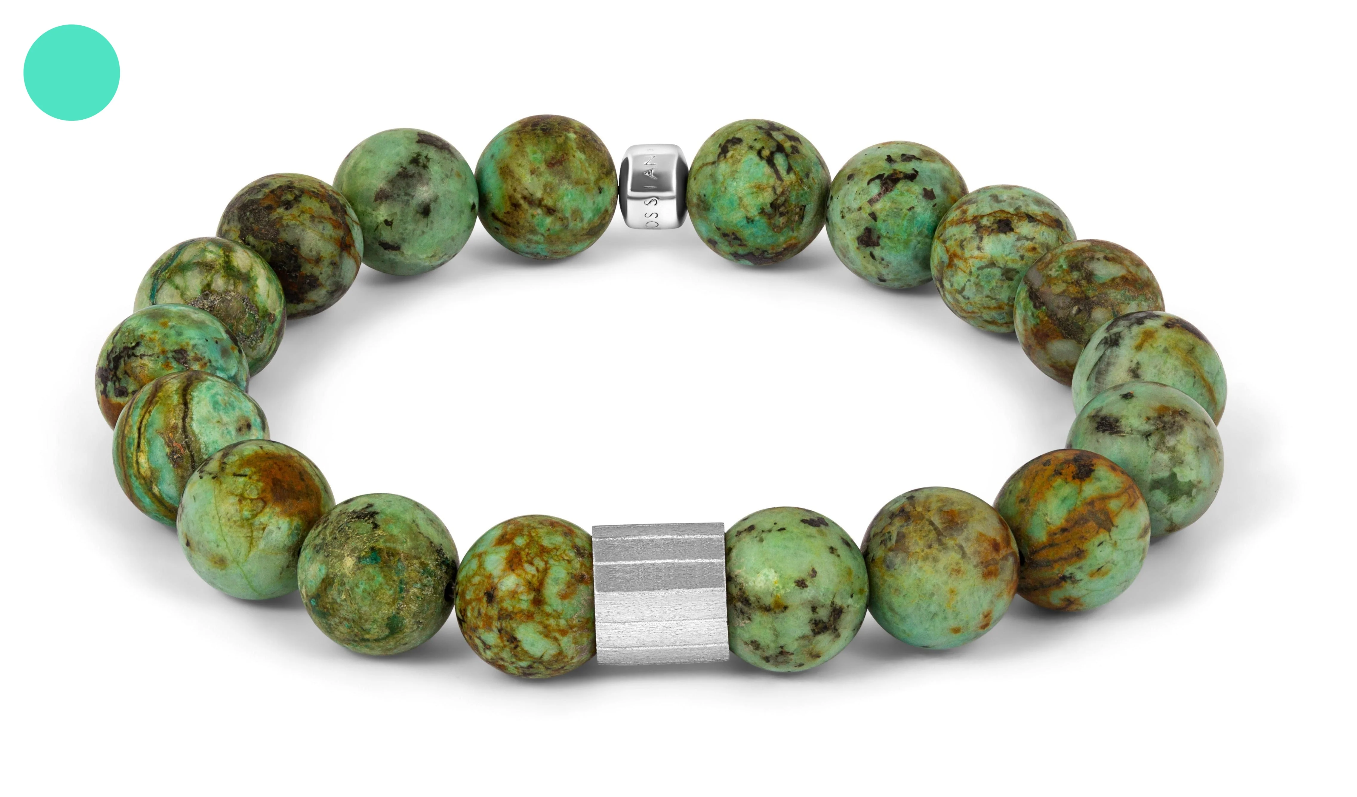 TATEOSSIAN Maxi Pop Beaded Bracelet in Rhodium Silver with Green African Turquoise BR3850 M