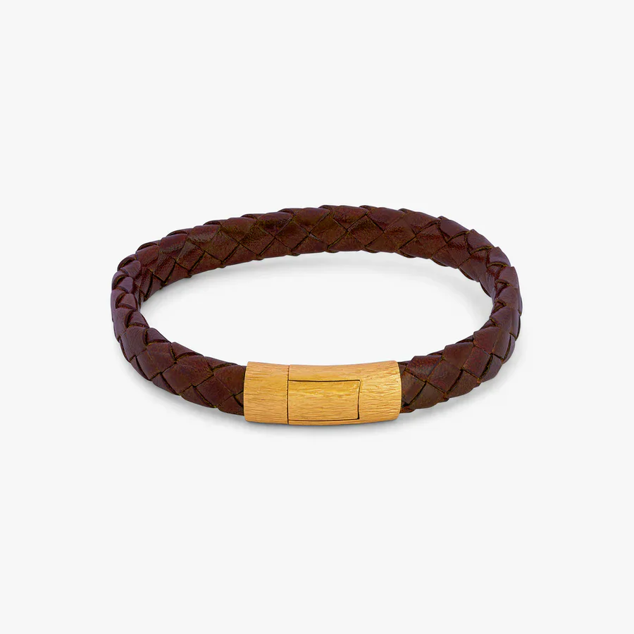 TATEOSSIAN Brown Yellow Gold Plated Graffiato Oval Bracelet BR3298 M
